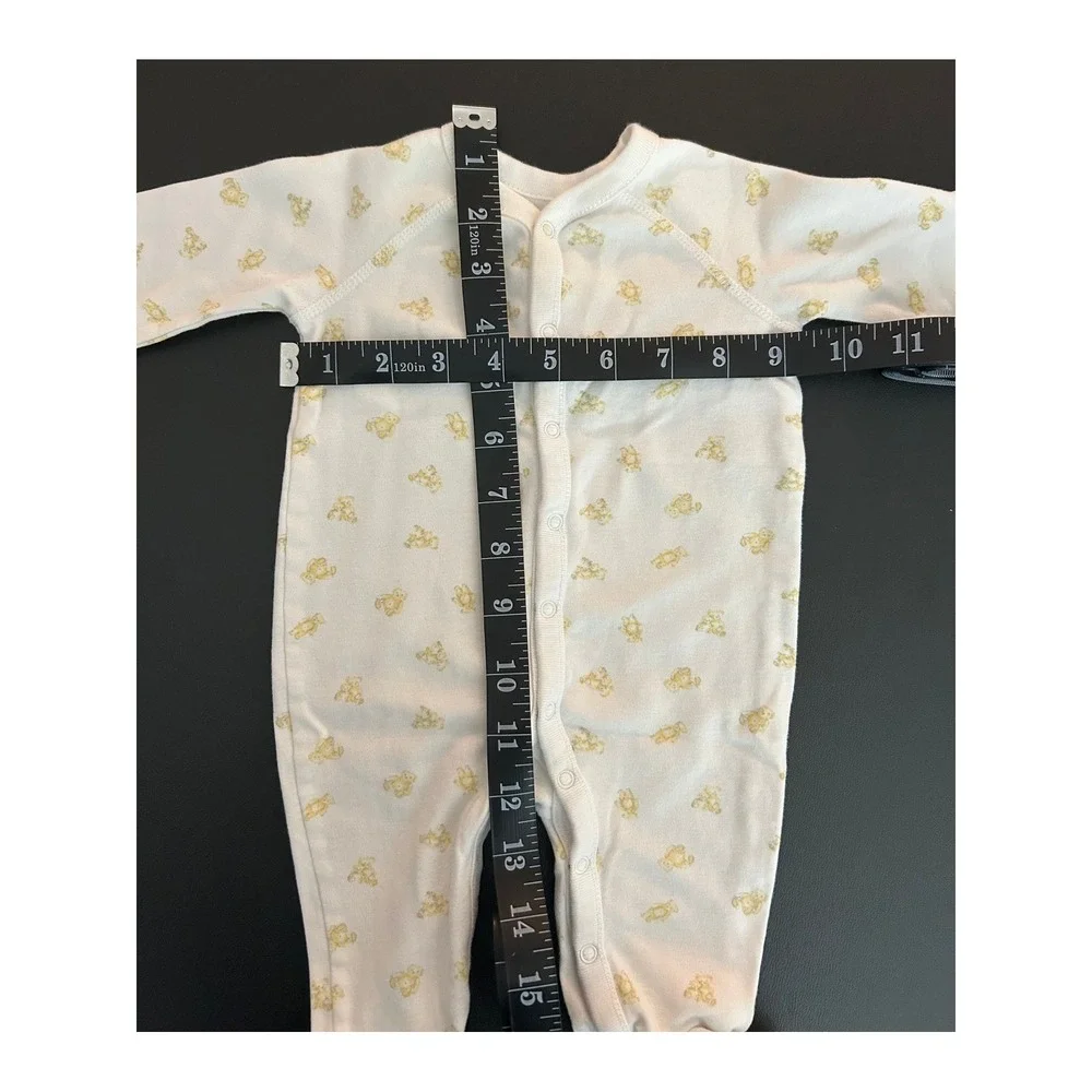 Sold* Ralph Lauren Baby 3M Polo Bear Footed Sleeper White Yellow Cotton (1282)